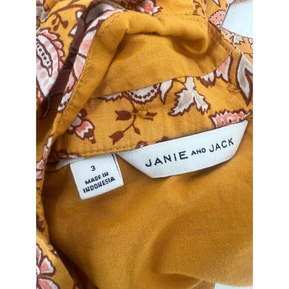 Janie & Jack 3 Floral‎ Romper 100% Cotton Yellow Border Print Jumpsuit Boho Chic - Picture 2 of 10